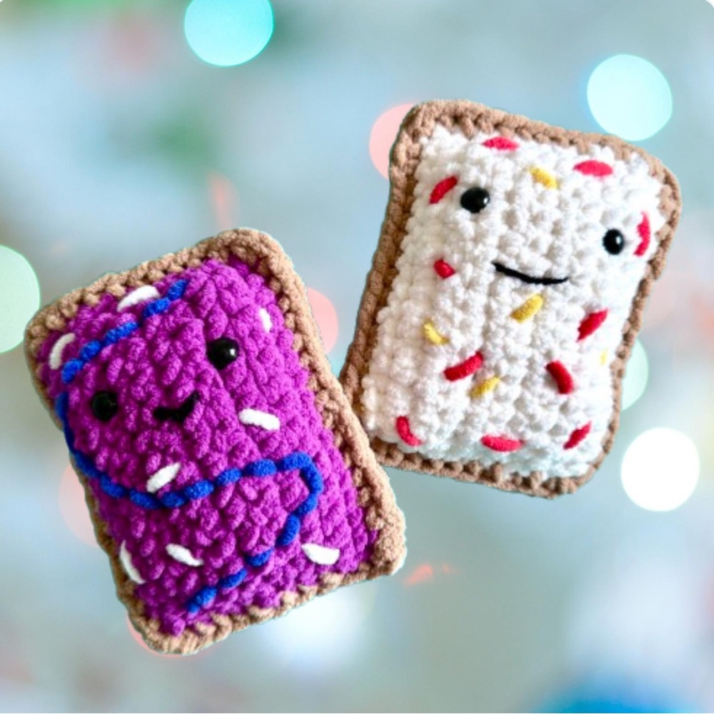 CROCHET POP TART 4”x 6” GRAPE BLUEBERRY OR VANILLA SPRINKLE BY GRANNIS CROCHET